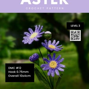 Crochet Bouquet - ASTER mini flower brooch