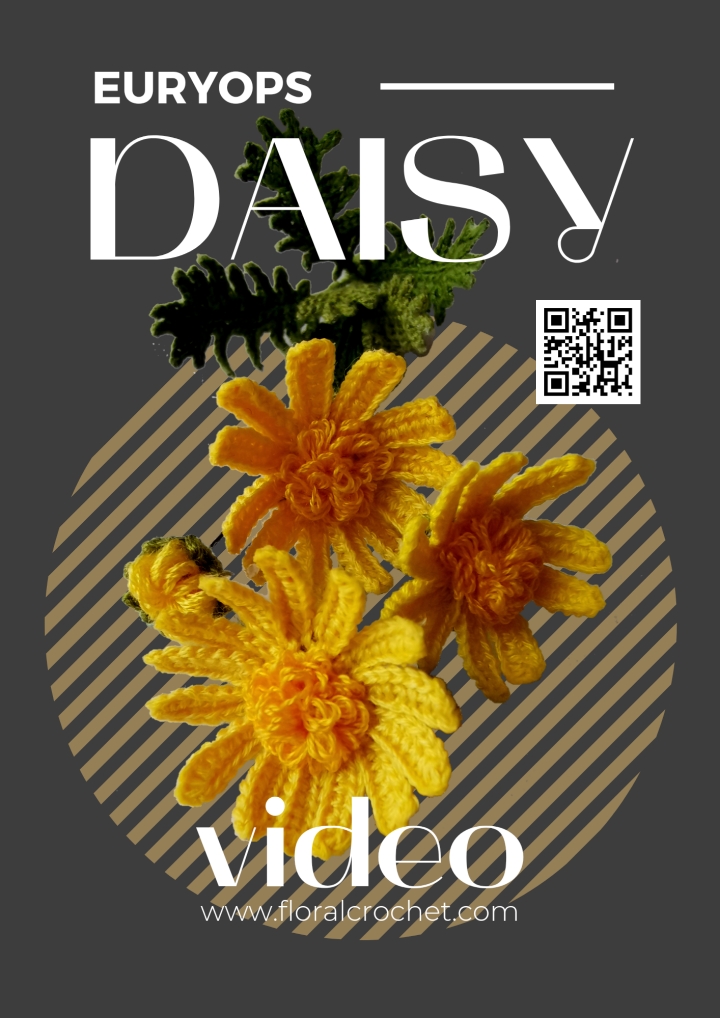 Crochet Video - EURYOPS DAISY mini bouquet step by step tutorial