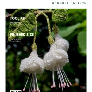 Crochet Pattern - white FUCHSIA mini flower bouquet